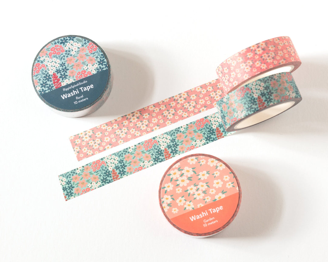 Floral Washi Tape Set of 2 - 15mm