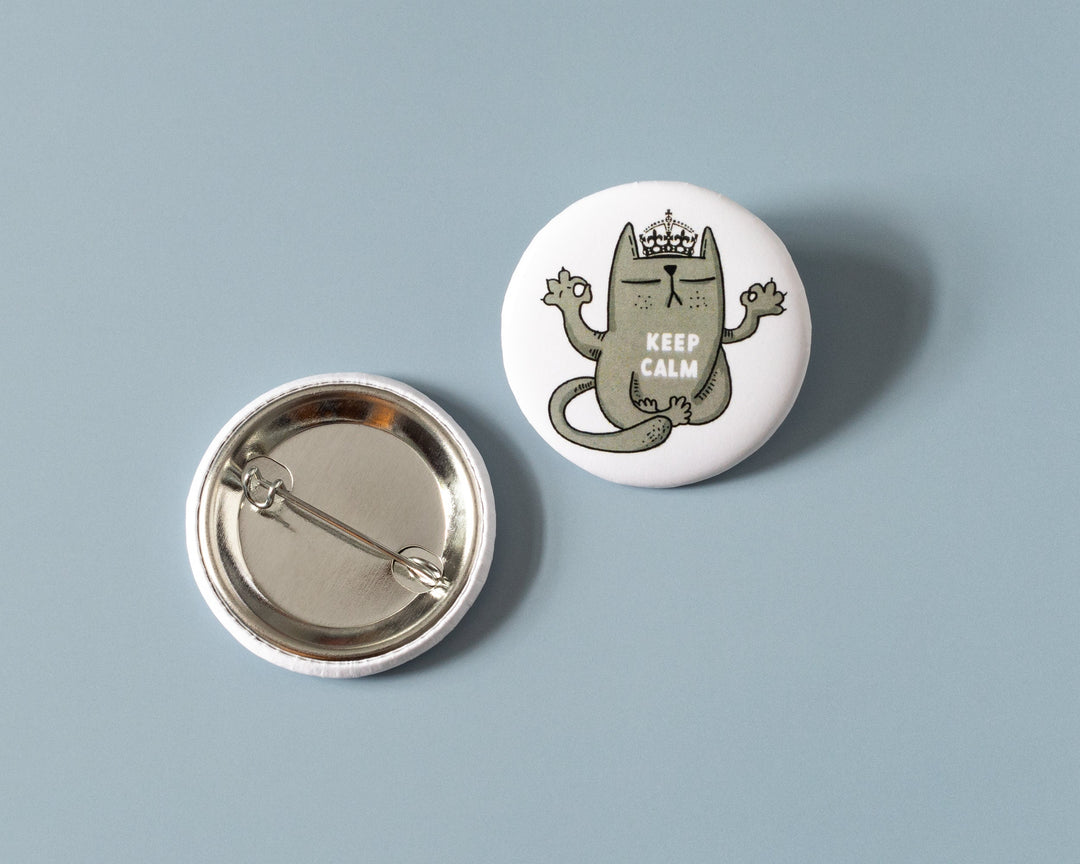 Keep Calm Cat Button Pin