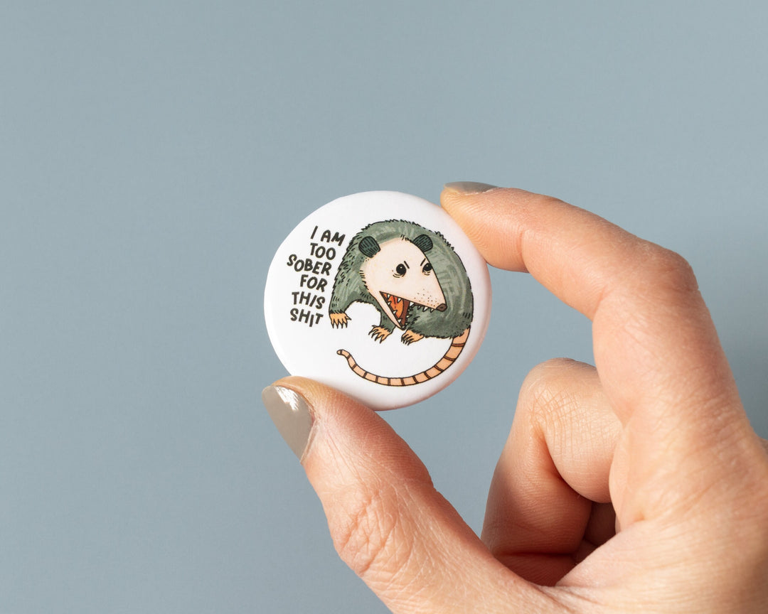 Funny Possum Button Pin