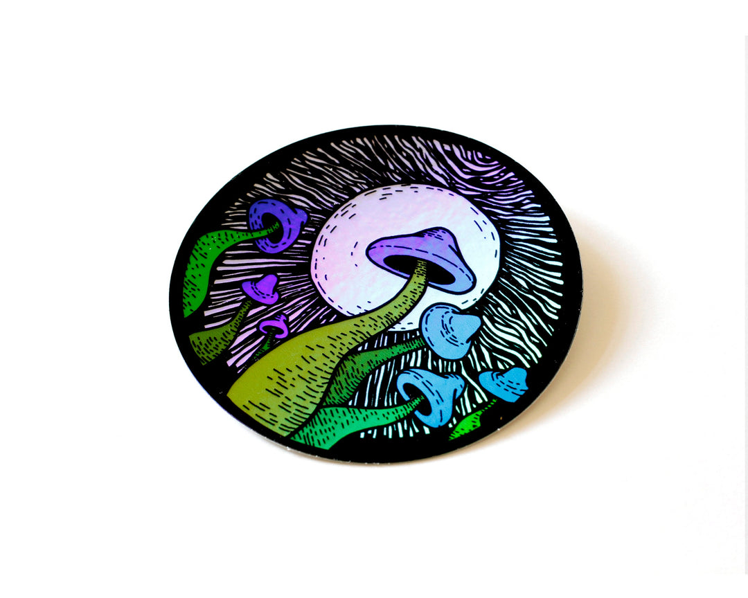 Magic mushroom holographic sticker