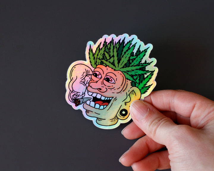 Funny stoner holographic sticker
