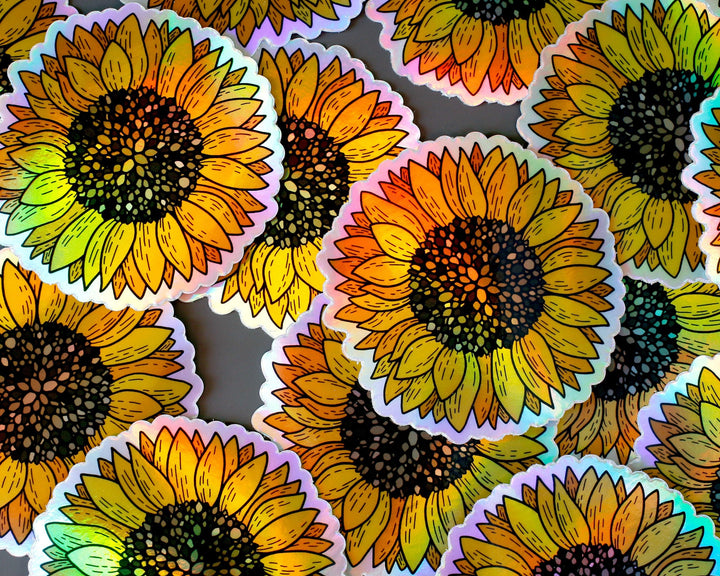 Sunflower holographic sticker