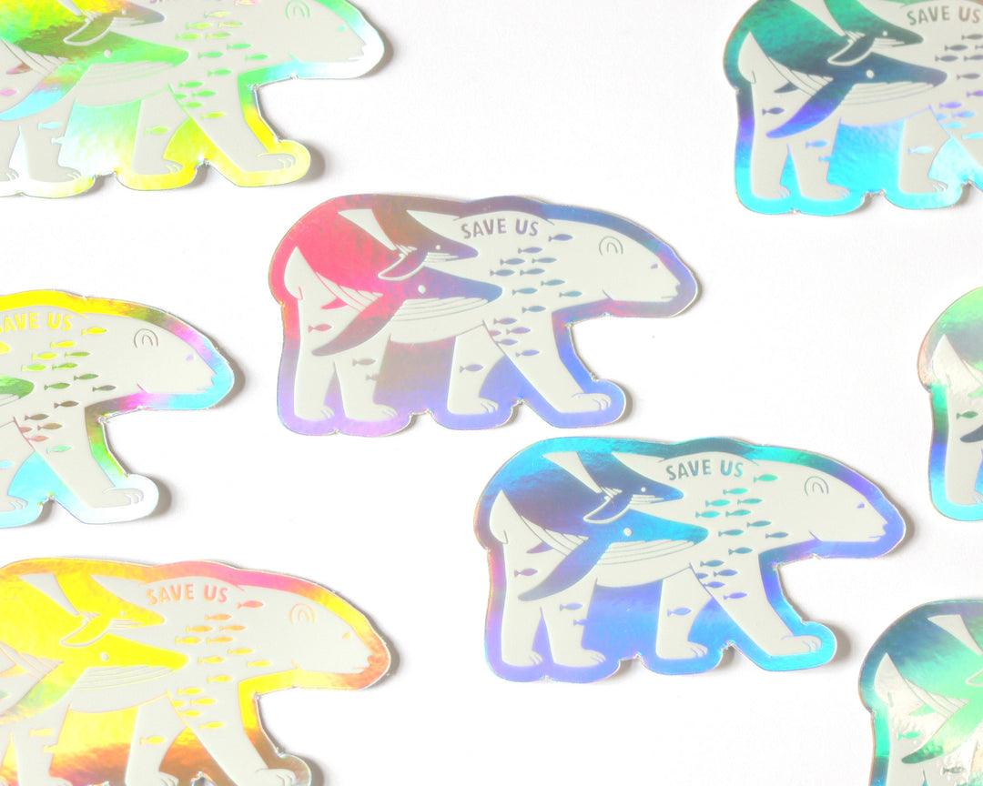 Polar bear holographic sticker