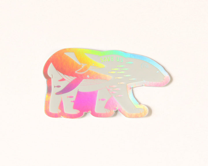 Polar bear holographic sticker