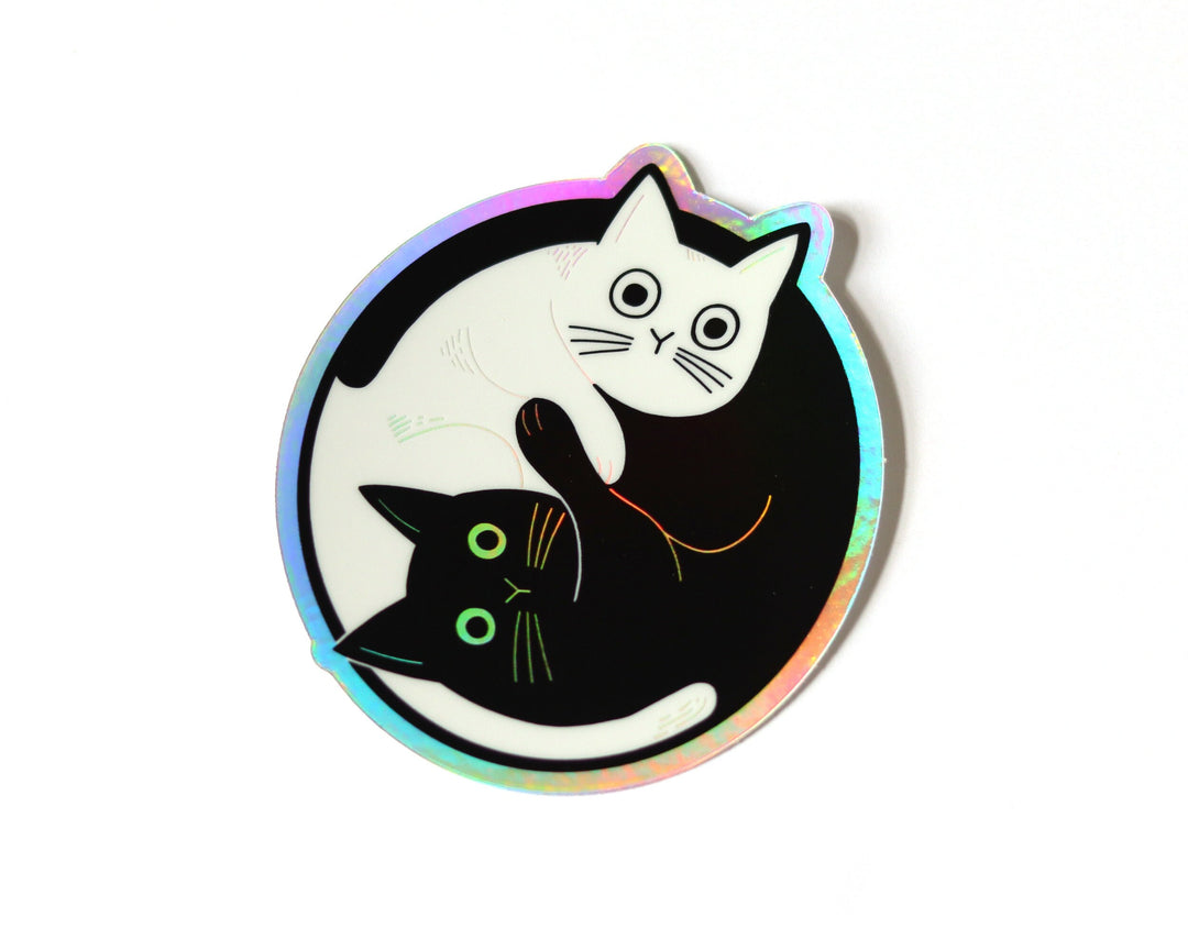Yin and Yang cat holographic sticker