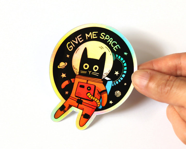 Astronaut cat holographic sticker