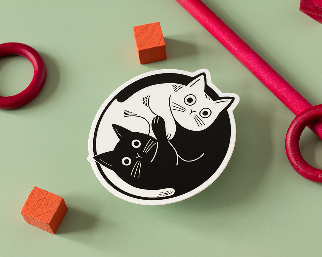 Yin and Yang cat vinyl sticker
