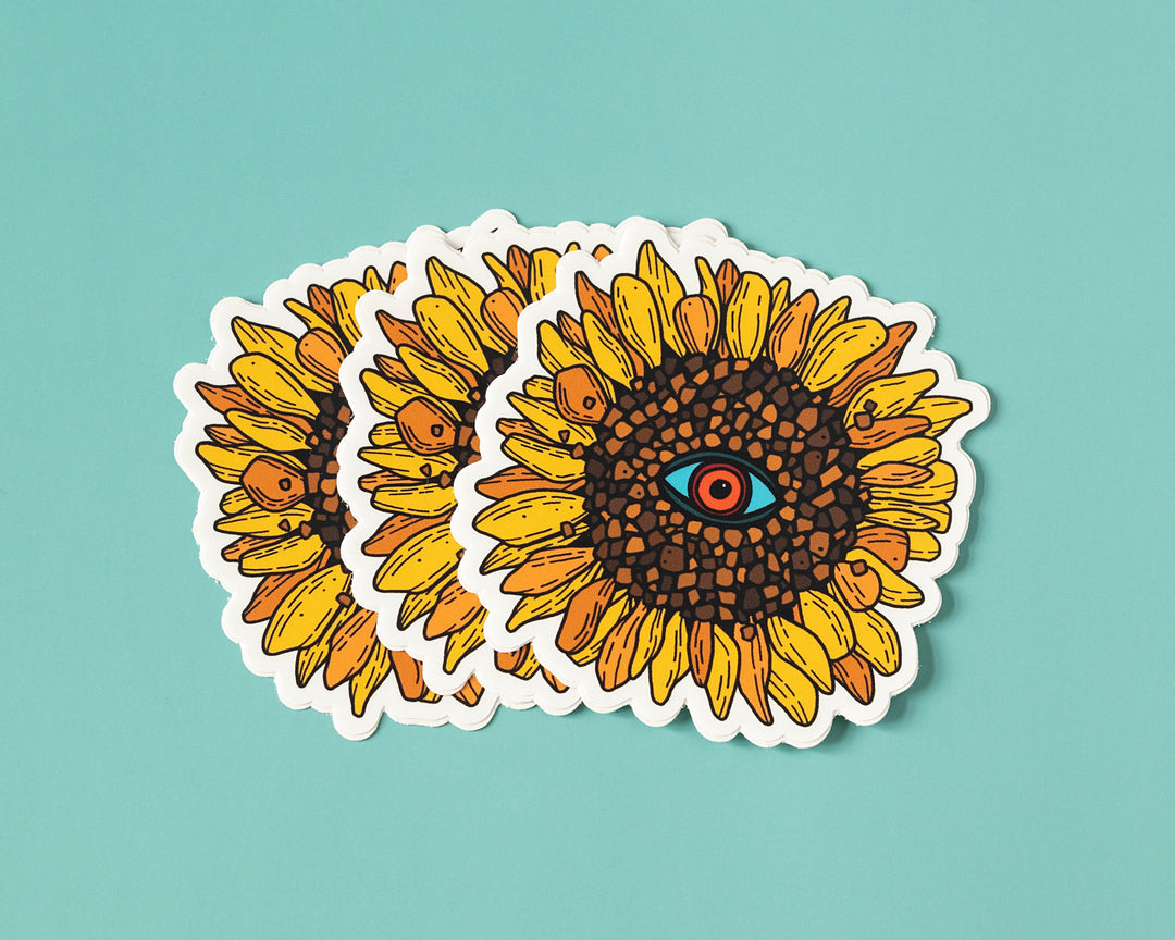 Psychedelic sunflower vinyl sticker