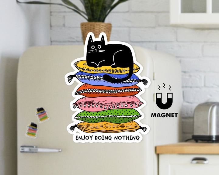 Lazy Black Cat Magnet