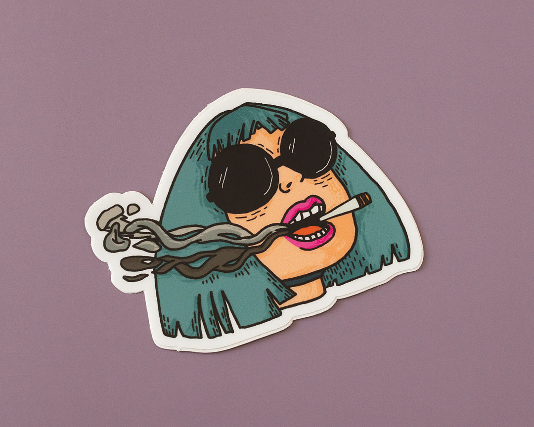 Retro smoking girl vinyl sticker