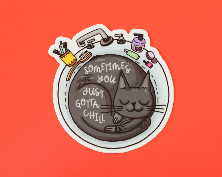 Cute grey cat vinyl sticker