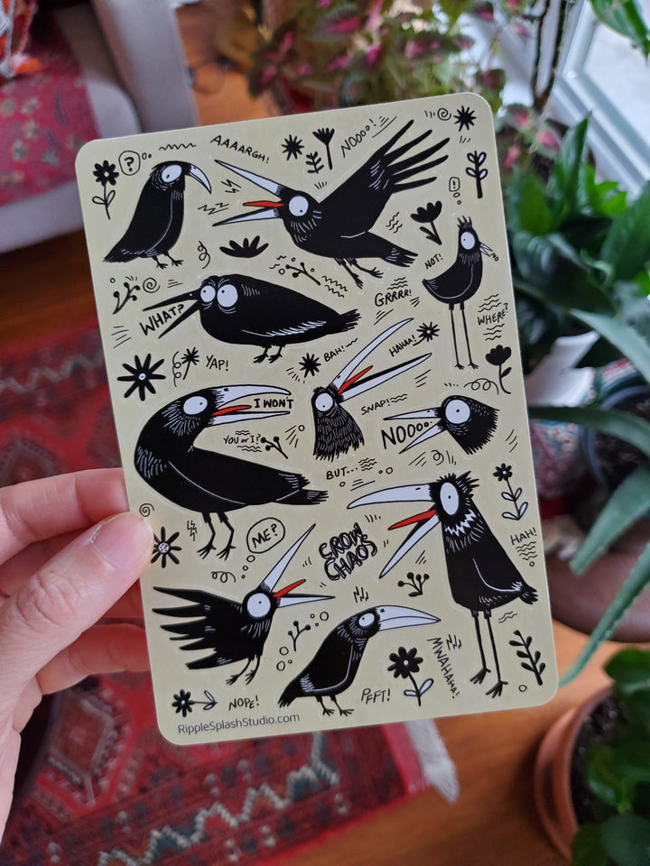 Funny Crow Sticker Sheet