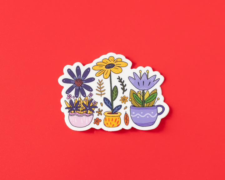 Flowers in Cups Vinyl Sticker
