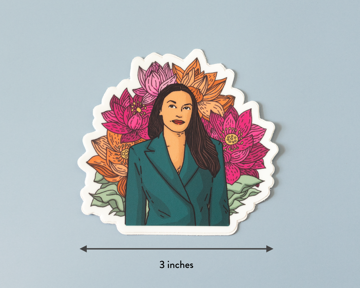 Floral Alexandria Ocasio-Cortez Sticker