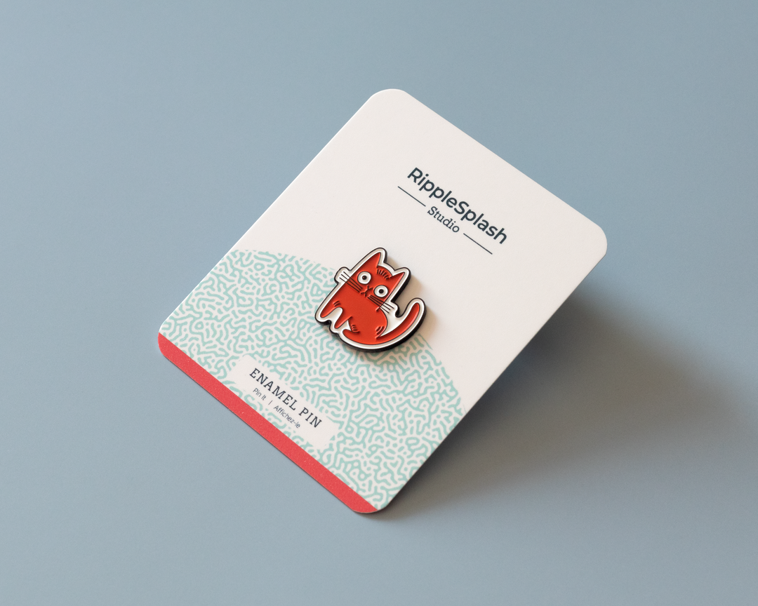 Red Cat Enamel Pin – Funny Cat Lapel Pin for Jackets & Bags