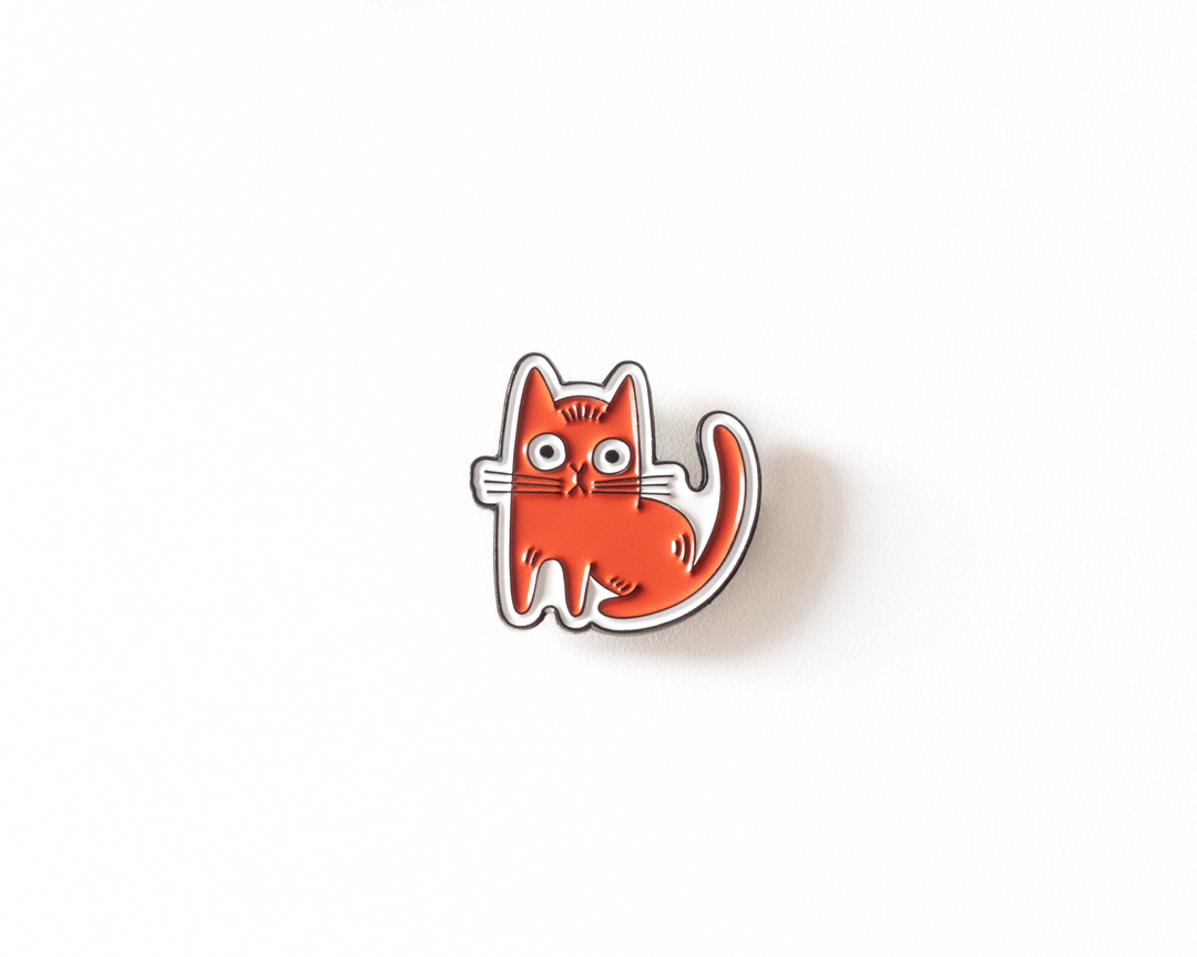 Red Cat Enamel Pin – Funny Cat Lapel Pin for Jackets & Bags