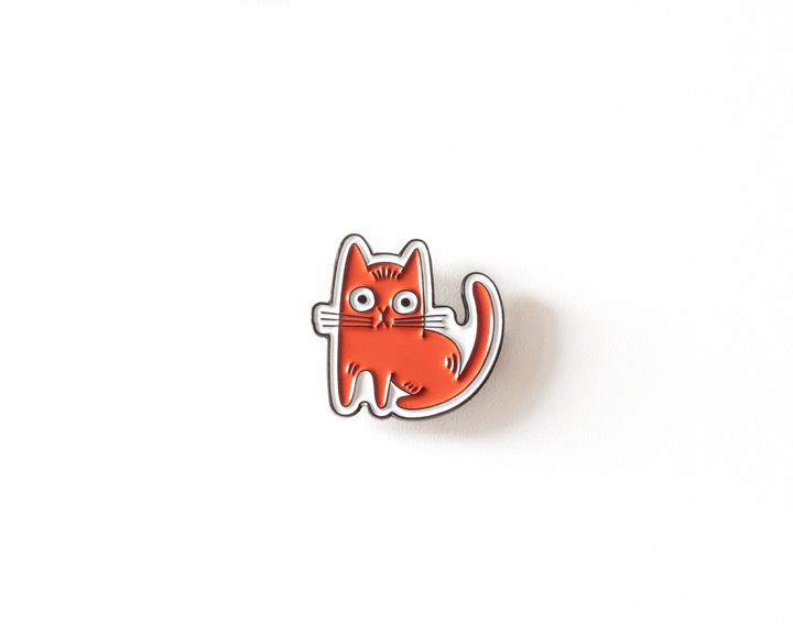 Red Cat Enamel Pin – Funny Cat Lapel Pin for Jackets & Bags