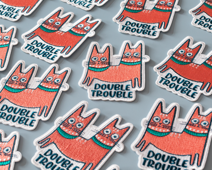 Double Trouble Cat Iron-On Patch