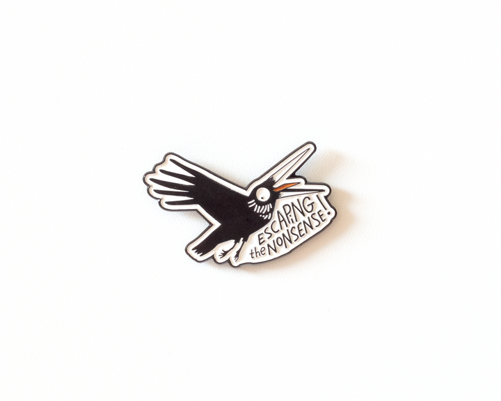 Escaping the Nonsense Enamel Pin – Funny Crow Lapel Pin