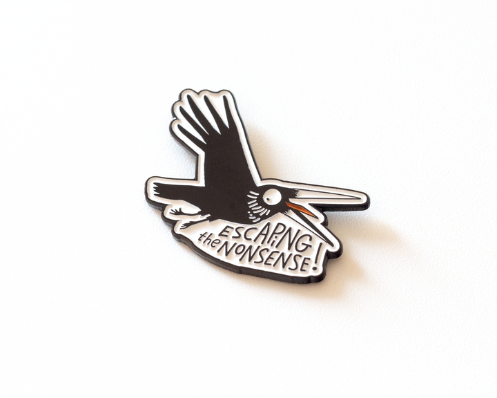 Escaping the Nonsense Enamel Pin – Funny Crow Lapel Pin