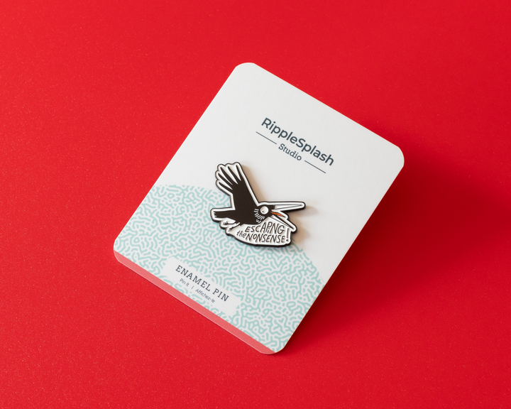 Escaping the Nonsense Enamel Pin – Funny Crow Lapel Pin
