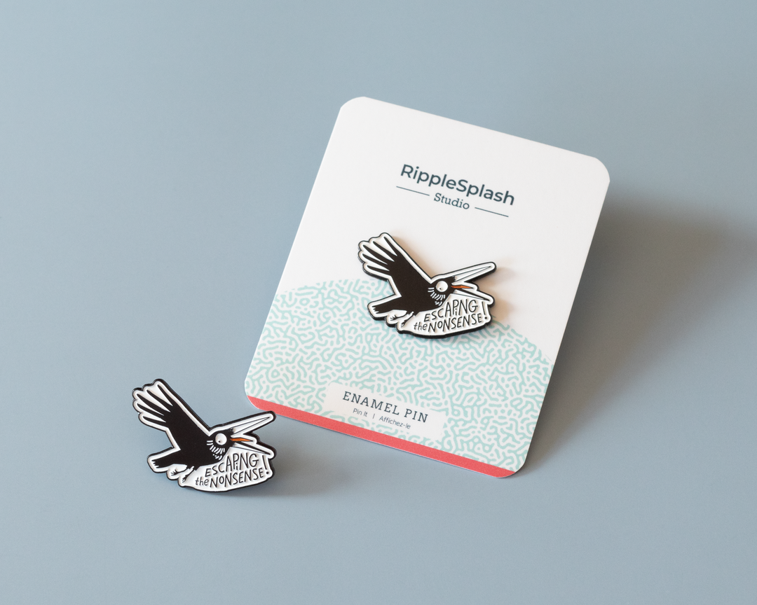 Escaping the Nonsense Enamel Pin – Funny Crow Lapel Pin