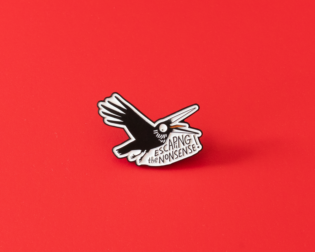 Escaping the Nonsense Enamel Pin – Funny Crow Lapel Pin