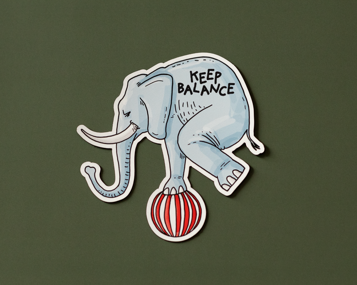 Keep Balance Elephant Vinyl Sticker