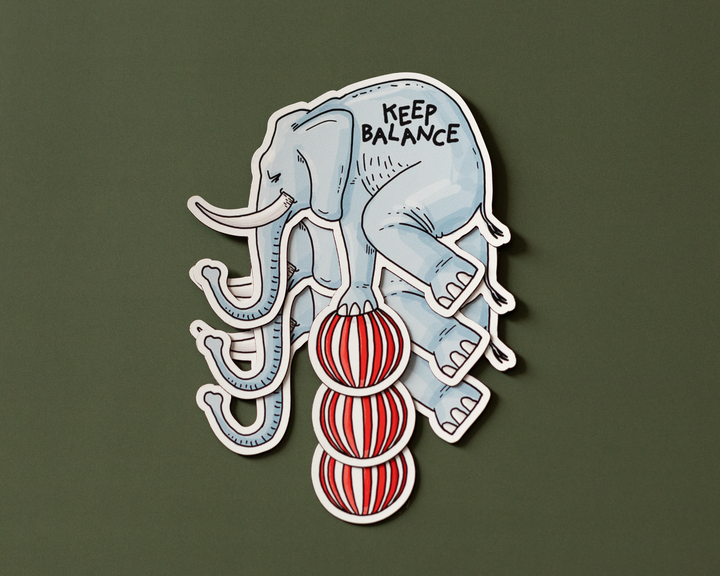 Keep Balance Elephant Vinyl Sticker