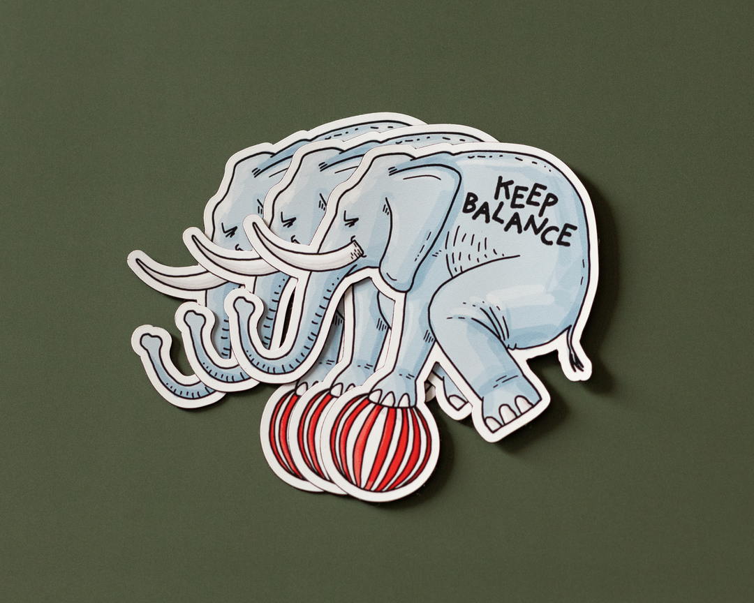 Keep Balance Elephant Vinyl Sticker