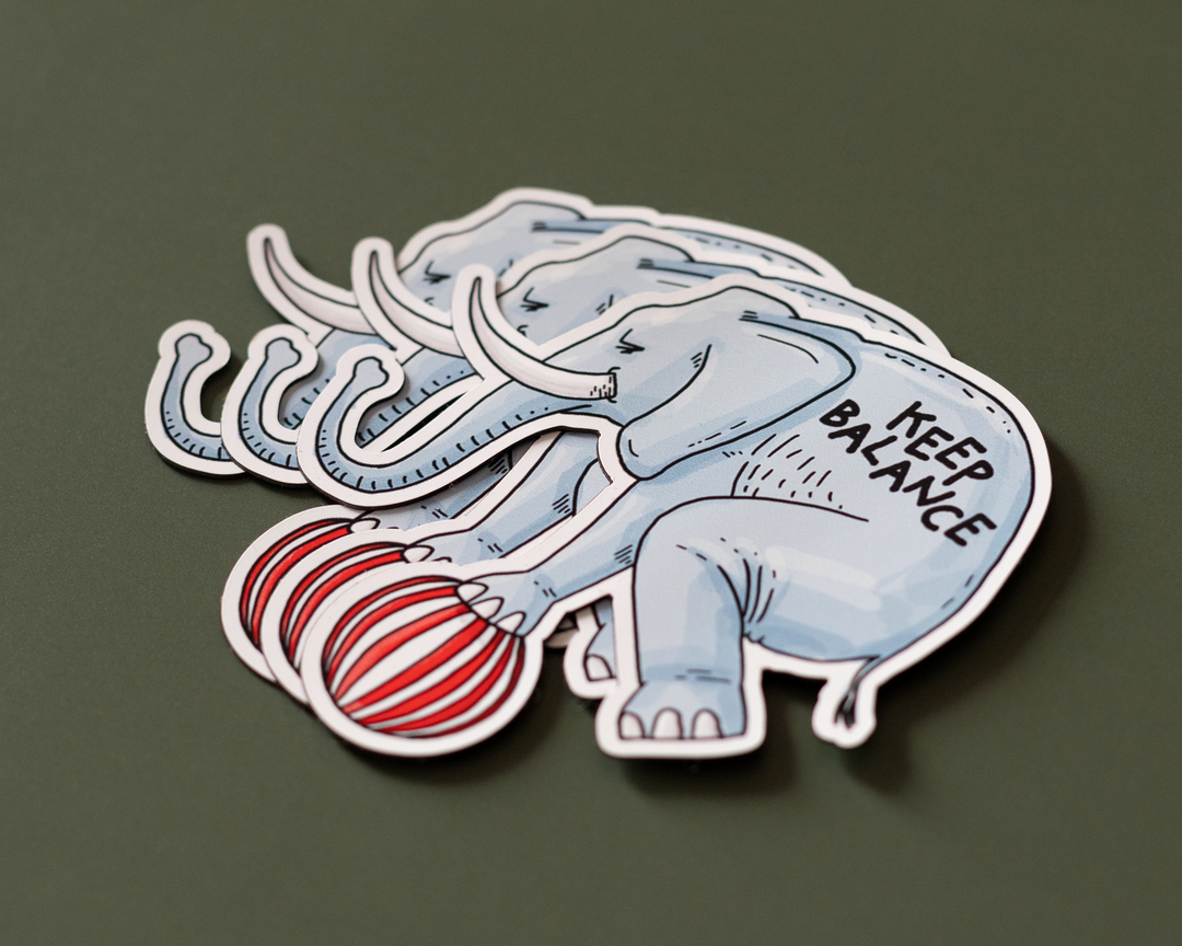 Keep Balance Elephant Vinyl Sticker