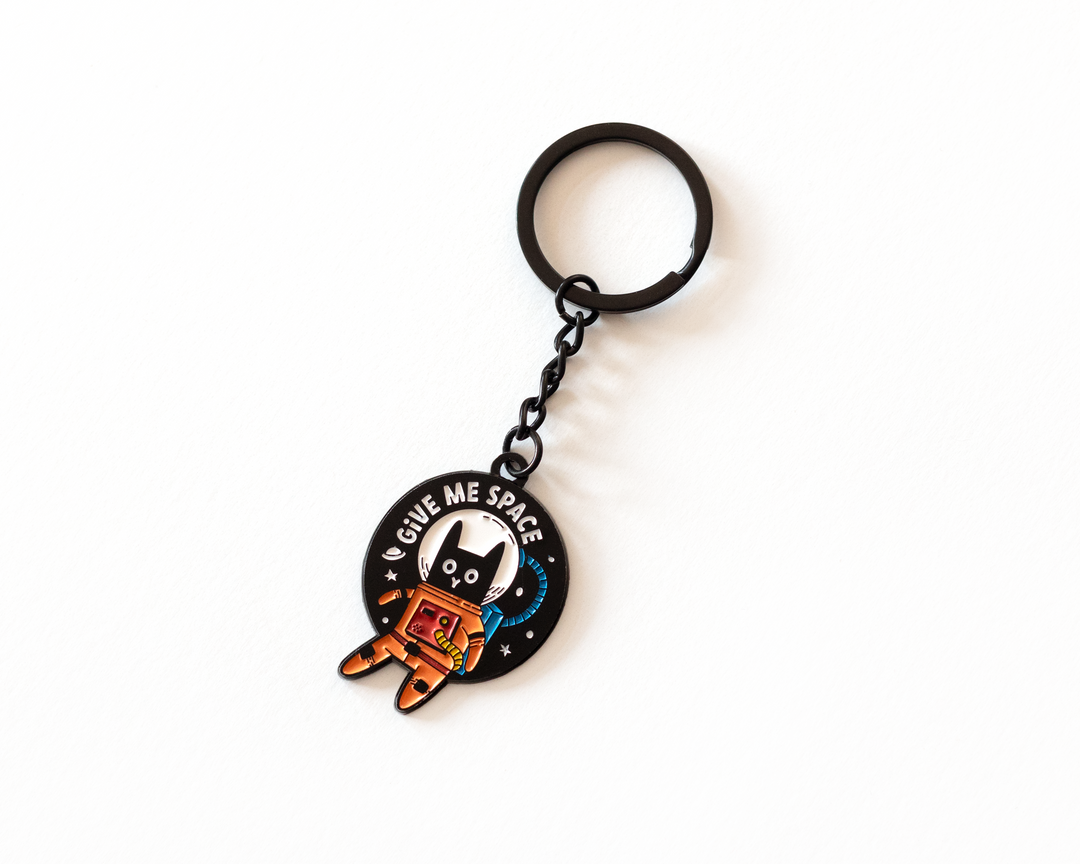 Give Me Space Astronaut Cat Keychain