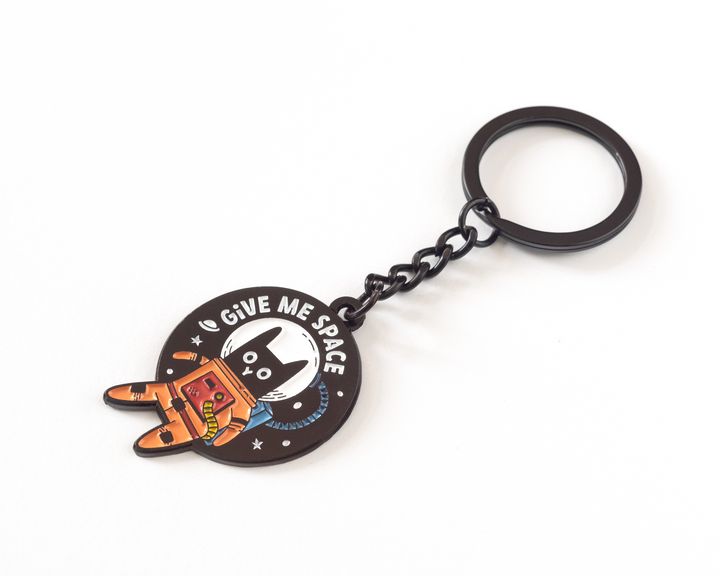 Give Me Space Astronaut Cat Keychain