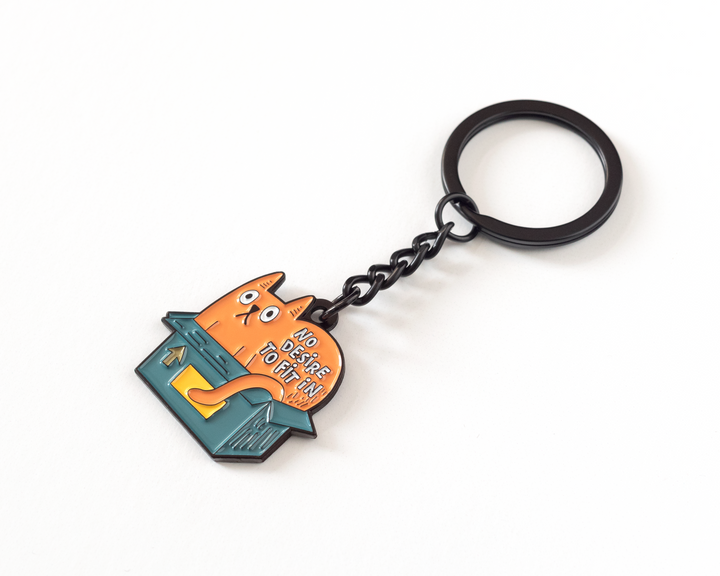 No Desire to Fit In Cat Keychain