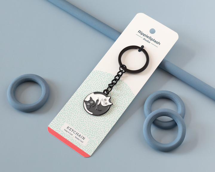 Yin Yang Cats Keychain