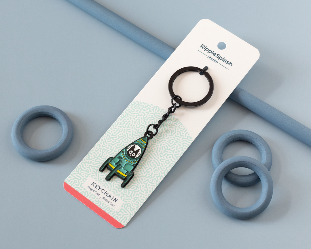 Rocket Cat Keychain