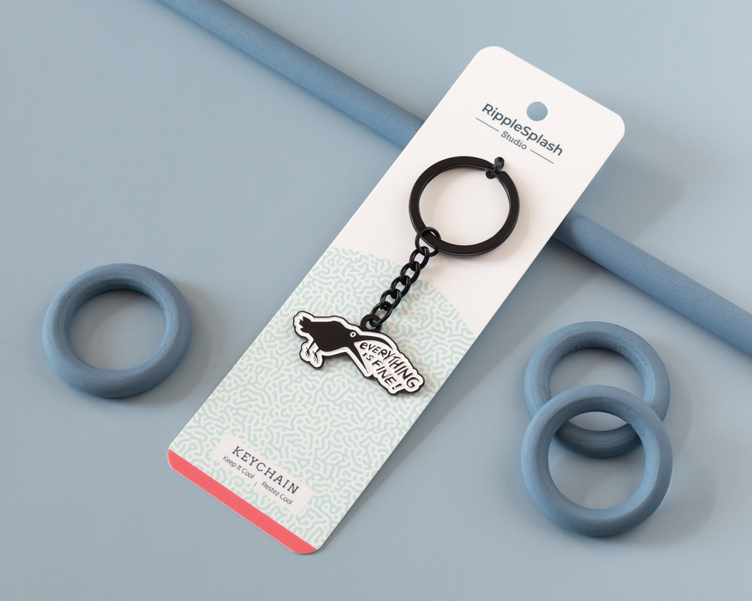 Everything Is Fine Crow Keychain