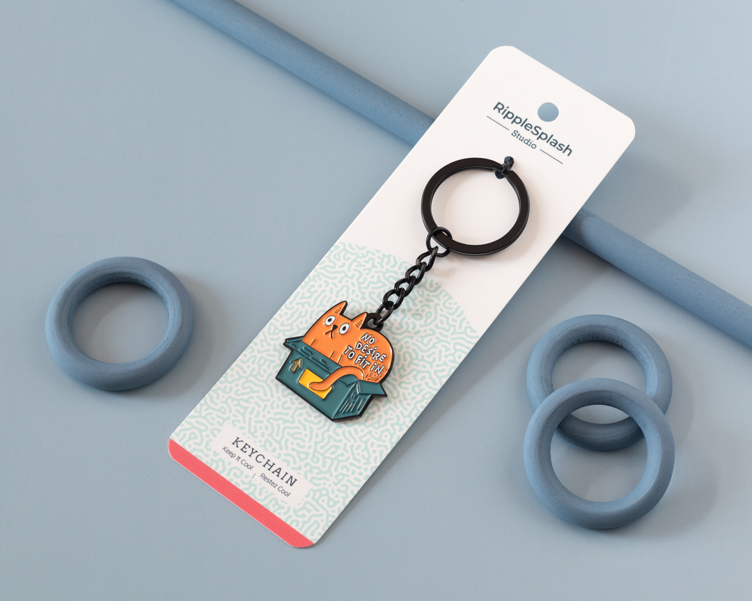 No Desire to Fit In Cat Keychain