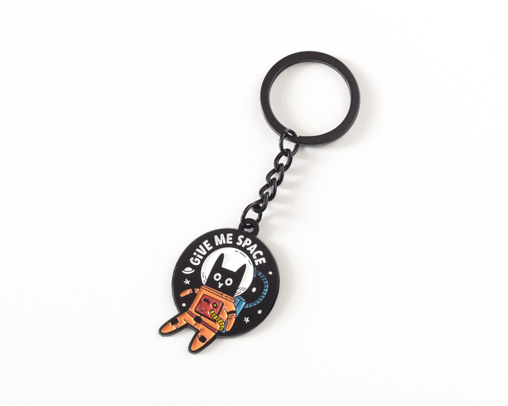 Give Me Space Astronaut Cat Keychain
