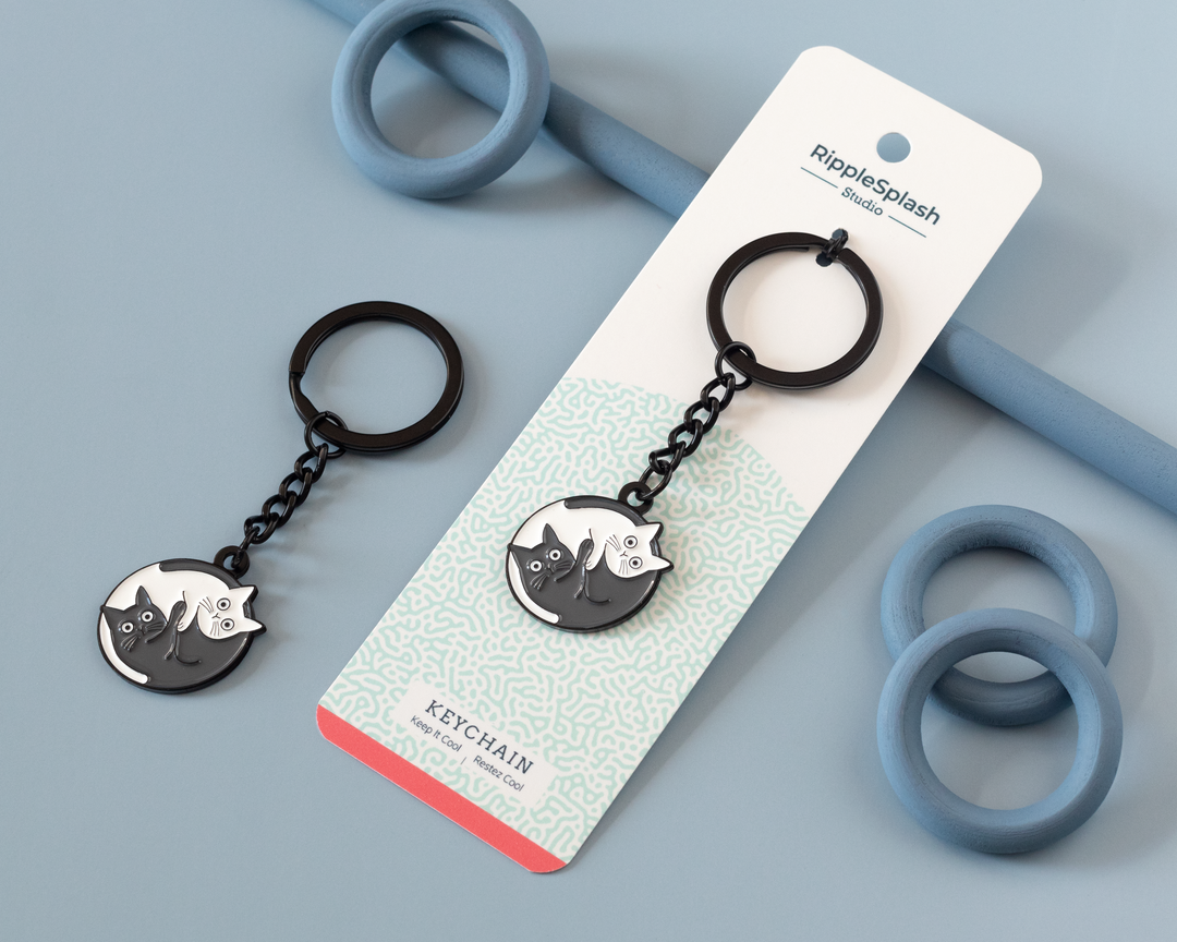 Yin Yang Cats Keychain