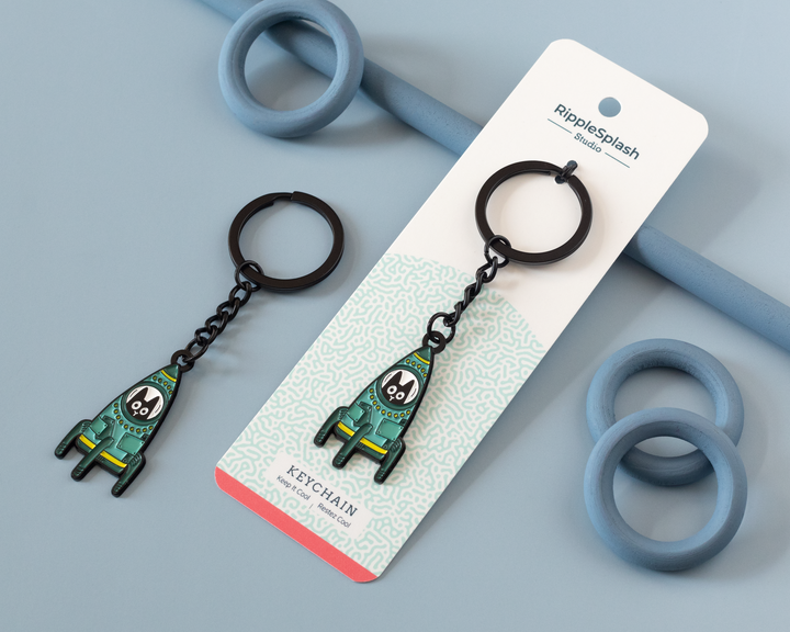 Rocket Cat Keychain
