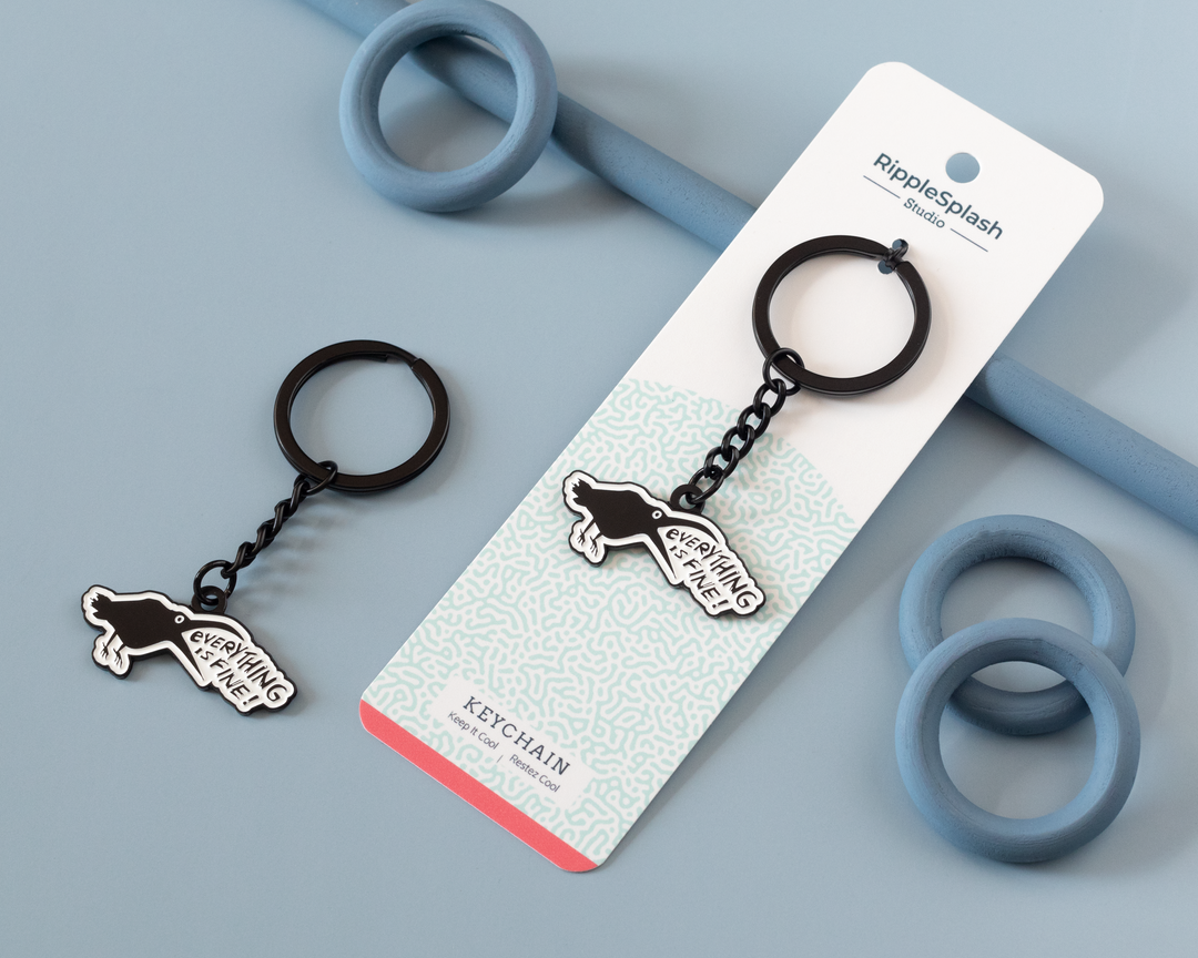Everything Is Fine Crow Keychain