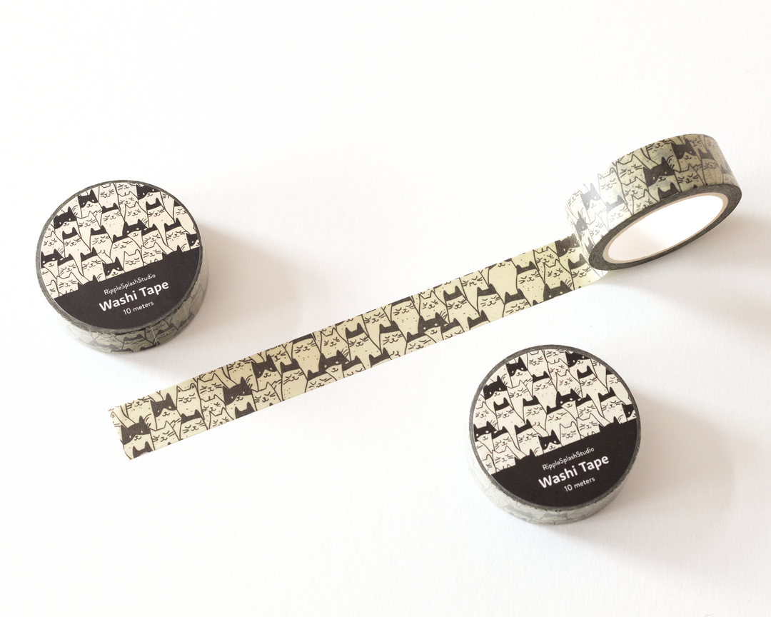 Monochrome Cats Washi Tape