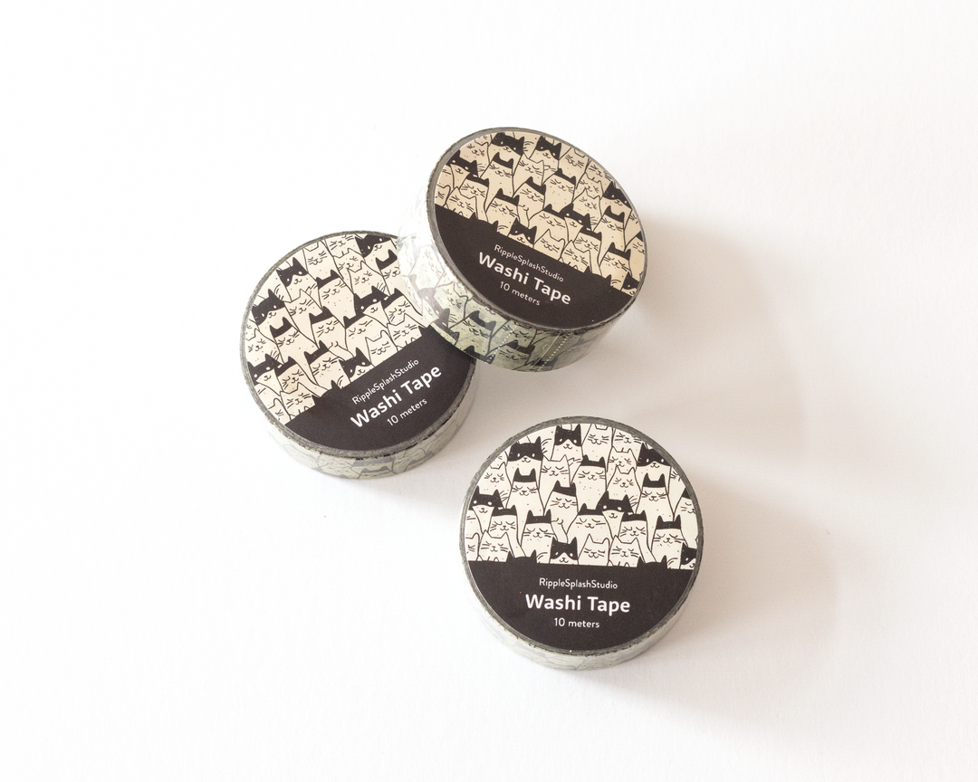 Monochrome Cats Washi Tape