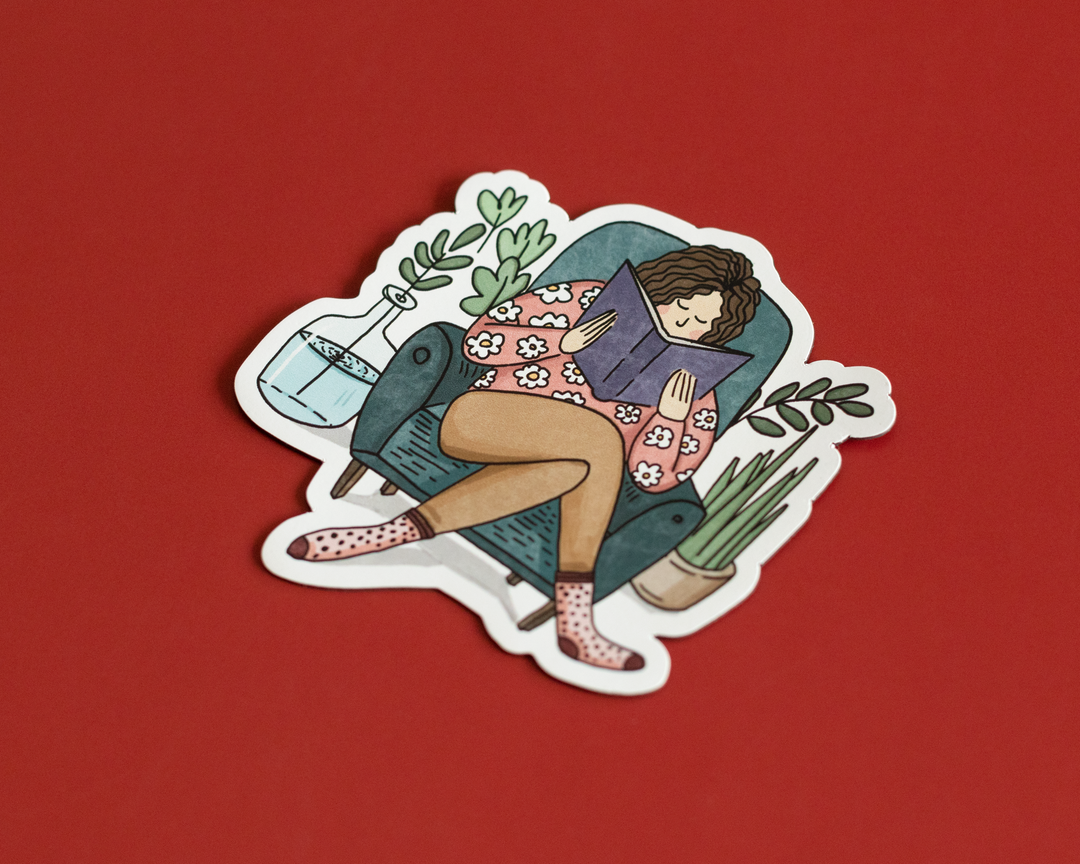 Cozy Reader Vinyl Sticker