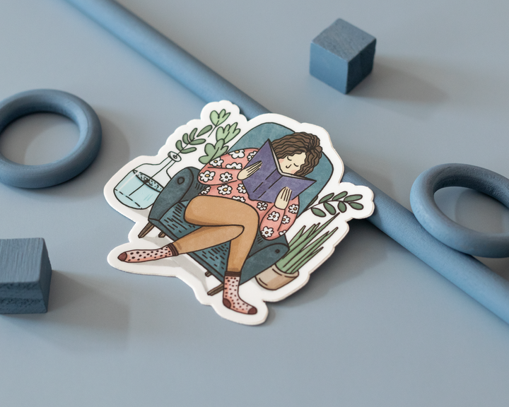 Cozy Reader Vinyl Sticker