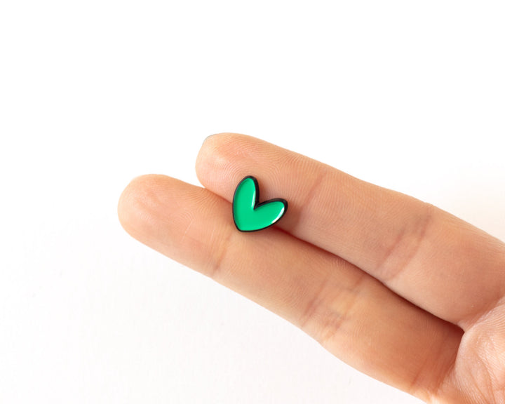 Green Heart Enamel Pin