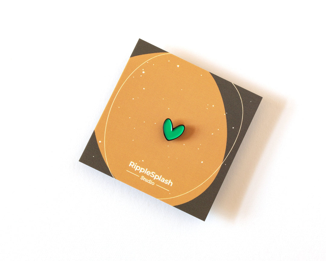 Green Heart Enamel Pin