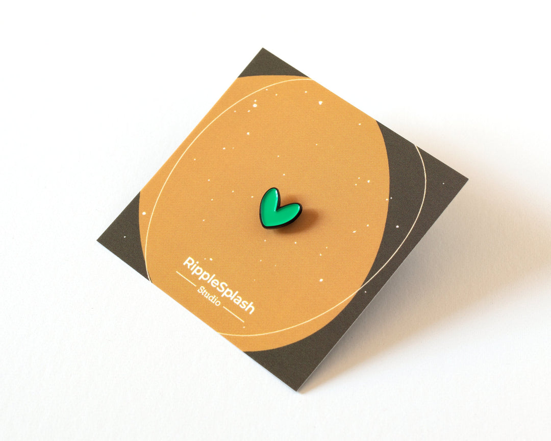 Green Heart Enamel Pin