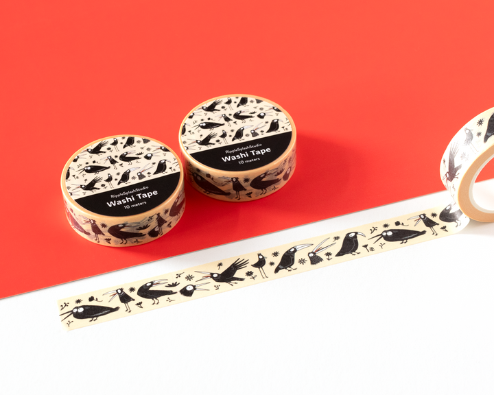 Quirky Black Birds Washi Tape